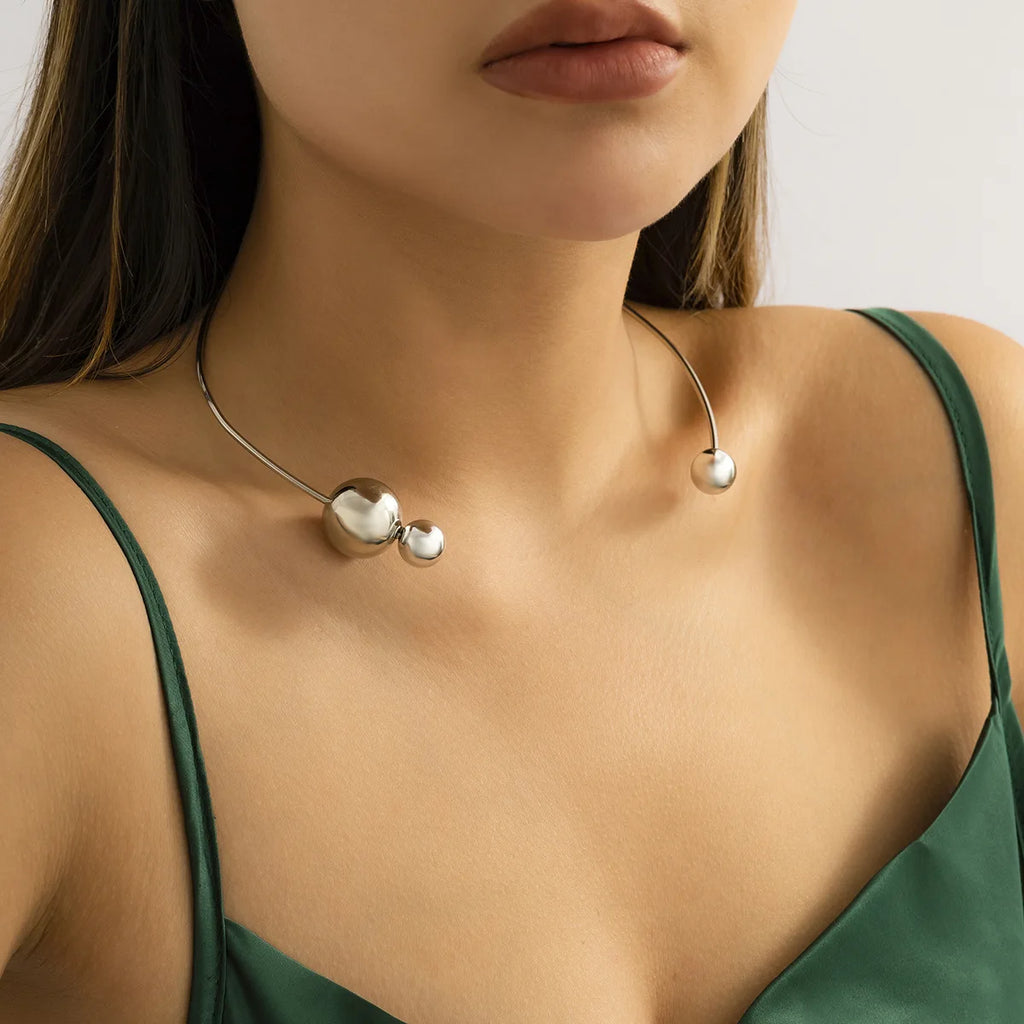Metal Alloy Ball Opening Torques Necklace For Women Gold/Silver Jewelry