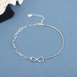 Love Shape 925 Sterling Silver Women Anklet Bracelet