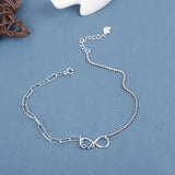 Love Shape 925 Sterling Silver Women Anklet Bracelet