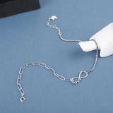 Love Shape 925 Sterling Silver Women Anklet Bracelet