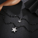 Double Stars Pendant Necklaces For Women Crystal Beads Layered Chain Necklace