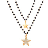 Double Stars Pendant Necklaces For Women Crystal Beads Layered Chain Necklace
