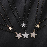 Double Stars Pendant Necklaces For Women Crystal Beads Layered Chain Necklace