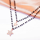Double Stars Pendant Necklaces For Women Crystal Beads Layered Chain Necklace
