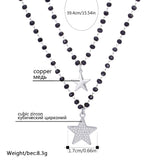 Double Stars Pendant Necklaces For Women Crystal Beads Layered Chain Necklace