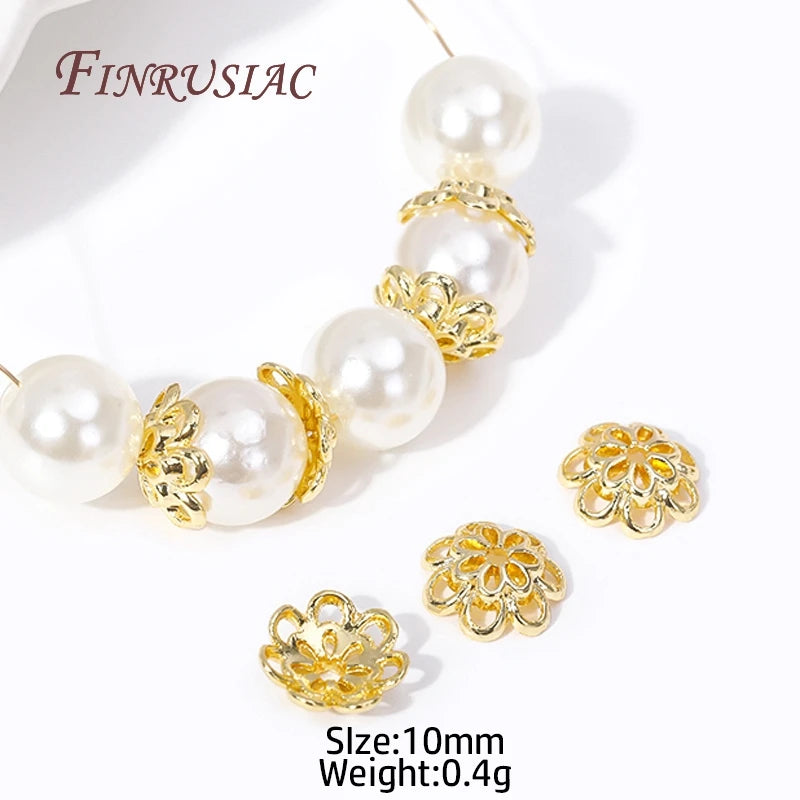 10MM Double-layer Flower Caps 18K Plated Alloy Bead Caps