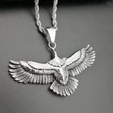 Eagle Pendant Silver 925 Men Necklace Retro Punk Style Flying Eagle Choker Neckl