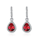 Zircon Gemstone Water Drop Earrings 925 Silver Wedding Bridal Gift
