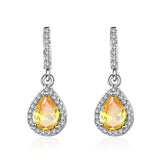 Zircon Gemstone Water Drop Earrings 925 Silver Wedding Bridal Gift