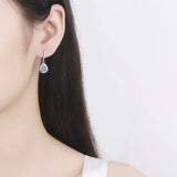 Zircon Gemstone Water Drop Earrings 925 Silver Wedding Bridal Gift