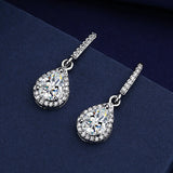 Zircon Gemstone Water Drop Earrings 925 Silver Wedding Bridal Gift