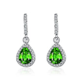Zircon Gemstone Water Drop Earrings 925 Silver Wedding Bridal Gift