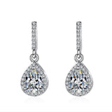 Zircon Gemstone Water Drop Earrings 925 Silver Wedding Bridal Gift