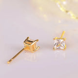 925 Silver Zircon Square Stud Earrings for Women Wedding Party