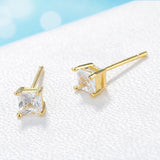 925 Silver Zircon Square Stud Earrings for Women Wedding Party