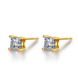 925 Silver Zircon Square Stud Earrings for Women Wedding Party