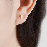 925 Silver Zircon Square Stud Earrings for Women Wedding Party