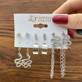 Silver Pearl Circle Hoop Earrings Set Gift