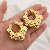 18K Plated Hoop Circle Earrings Circular Texture Jewelry Wedding Party Gift