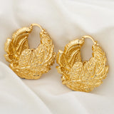 18K Plated Hoop Circle Earrings Circular Texture Jewelry Wedding Party Gift