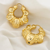 18K Plated Hoop Circle Earrings Circular Texture Jewelry Wedding Party Gift