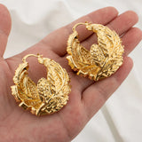18K Plated Hoop Circle Earrings Circular Texture Jewelry Wedding Party Gift