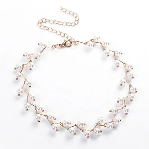 Elegant Simulated Pearl Bead Choker Necklace For Women
