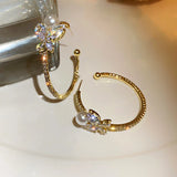 14K Crystal Butterfly Hoop Earrings S925 Silver Zircon Gift