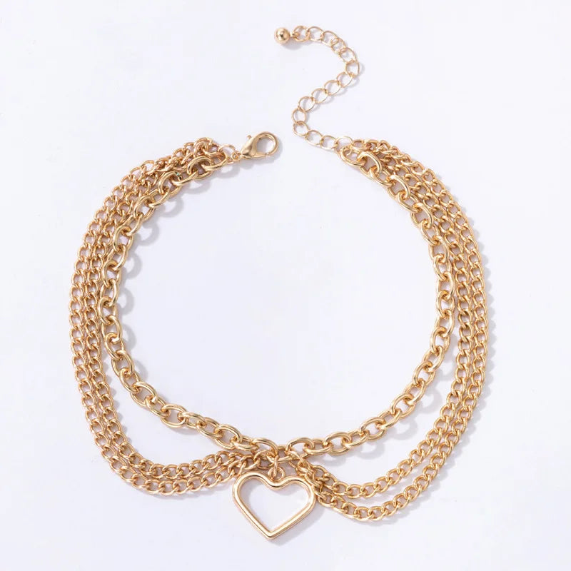 Vintage Geometric Multilayer Anklet for Women