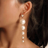 Simulated Pearl Long Earrings Statement Drop Earrings