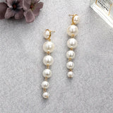 Simulated Pearl Long Earrings Statement Drop Earrings
