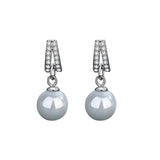 Zircon Shell Pearl Stud Earrings 925 Sterling Silver Women Jewelry