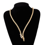 Long Snake Chains Necklace Woman Punk Sliver Crystal Maxi Choker