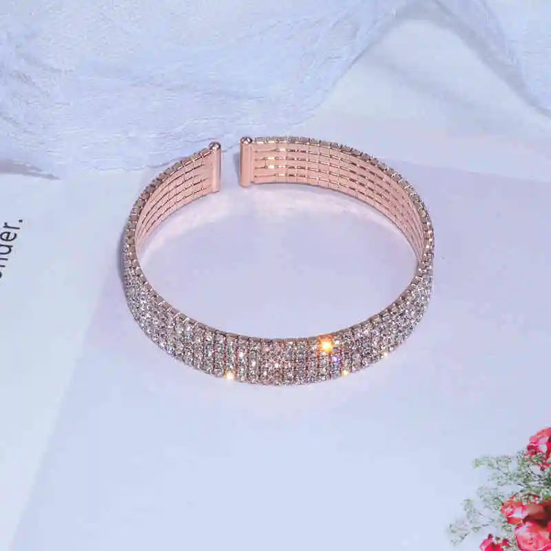 Crystal Charm Bangle Bracelet for Women