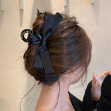 Women Bowknot Hair Claw Big Velvet Bow Hair Clips Vintage Baroque Satin Hairpins