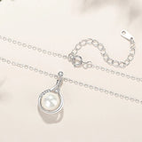 925 Sterling Silver Water Drop Necklace Zircon Shell Pearl Plated