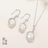925 Sterling Silver Water Drop Necklace Zircon Shell Pearl Plated