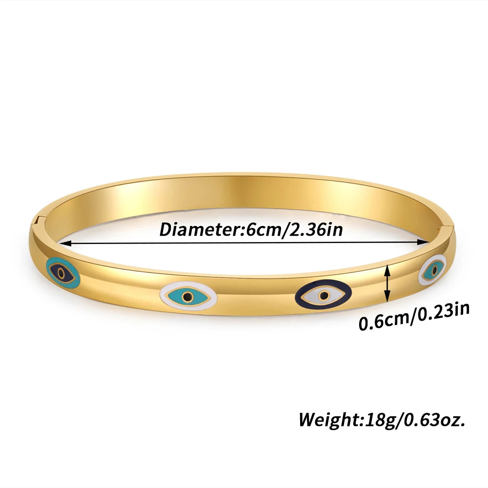 Enamel Evil Eye Stainless Steel Bangles Classic Charm Bracelet