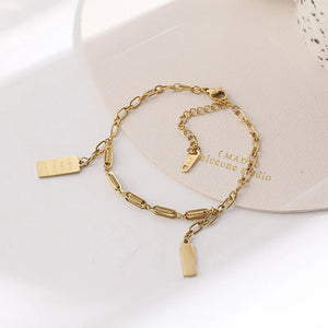 Titanium Steel Pendant Bracelet Hip Hop Elastic Geometric Female Bracelet