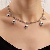 Hip Hop Skull Pendant Necklace Punk Silver Tassel Chain Jewelry