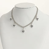 Hip Hop Skull Pendant Necklace Punk Silver Tassel Chain Jewelry