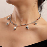 Hip Hop Skull Pendant Necklace Punk Silver Tassel Chain Jewelry