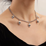 Hip Hop Skull Pendant Necklace Punk Silver Tassel Chain Jewelry