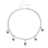Hip Hop Skull Pendant Necklace Punk Silver Tassel Chain Jewelry