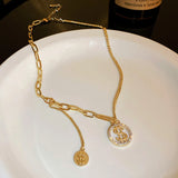 14K Gold Plated Dollar Sign Pendant Necklace for Women