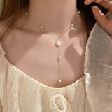 14K Gold Plated Flower Pearl Pendant Necklace for Women