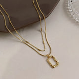 14K Gold Plated Double Chain Choker Pendant Necklace for Women