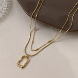 14K Gold Plated Double Chain Choker Pendant Necklace for Women