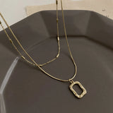 14K Gold Plated Double Chain Choker Pendant Necklace for Women