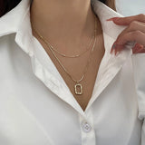 14K Gold Plated Double Chain Choker Pendant Necklace for Women